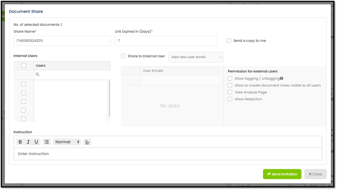 For externalsharing, select the Share to External User check box and ...