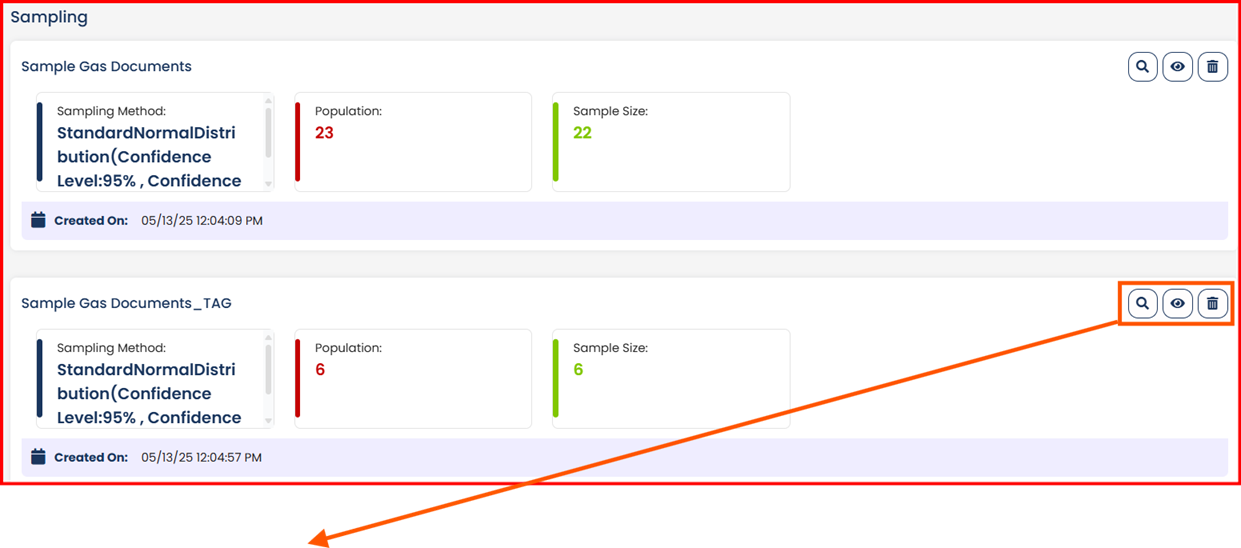 Once the sample is created, you have the following options:
